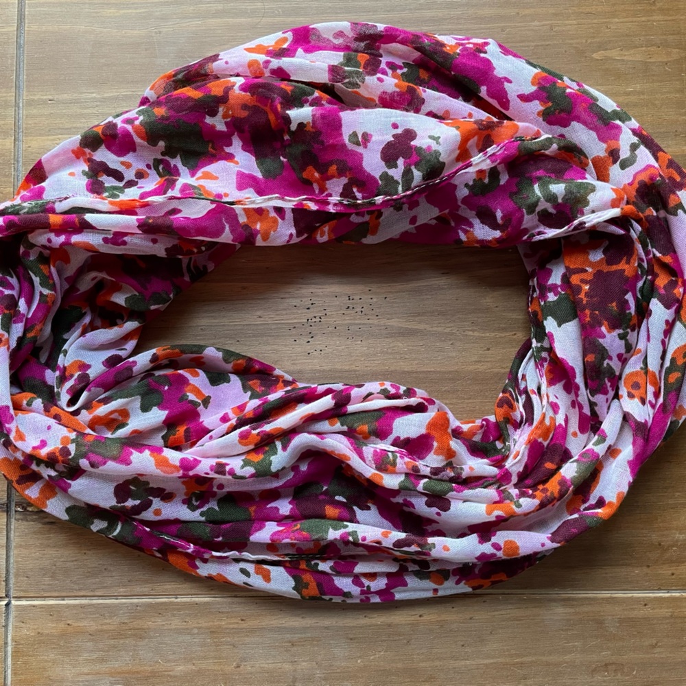 Cejon Women’s Purple and Orange Patterned Infinity Scarf